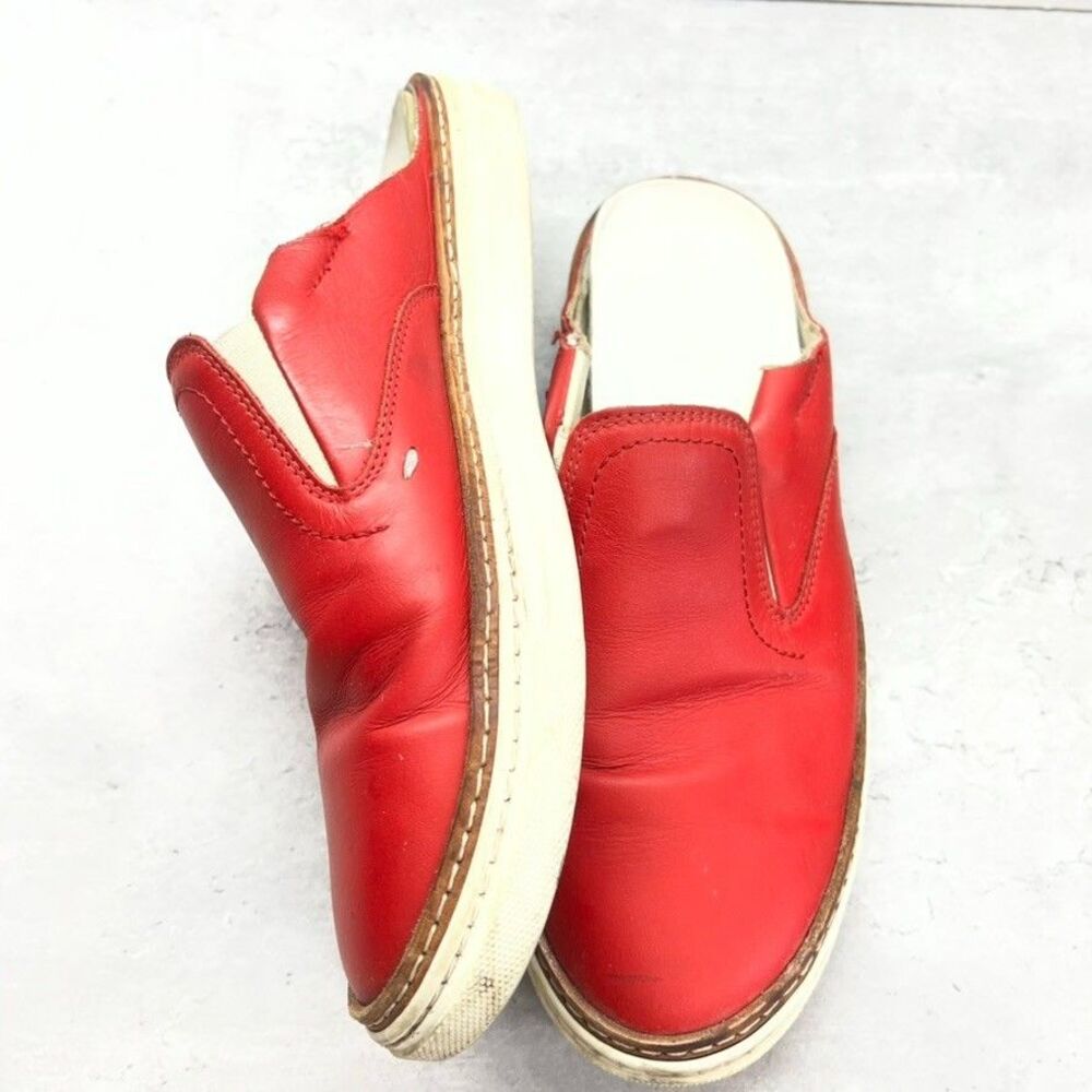 Maison Martin Margiela Red Leather Comfort Slip On Mule Shoes Mens Size 39/40